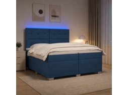 Vidaxl Cama Box Spring Com Colchão Azul 200 X 200 Cm Tecido