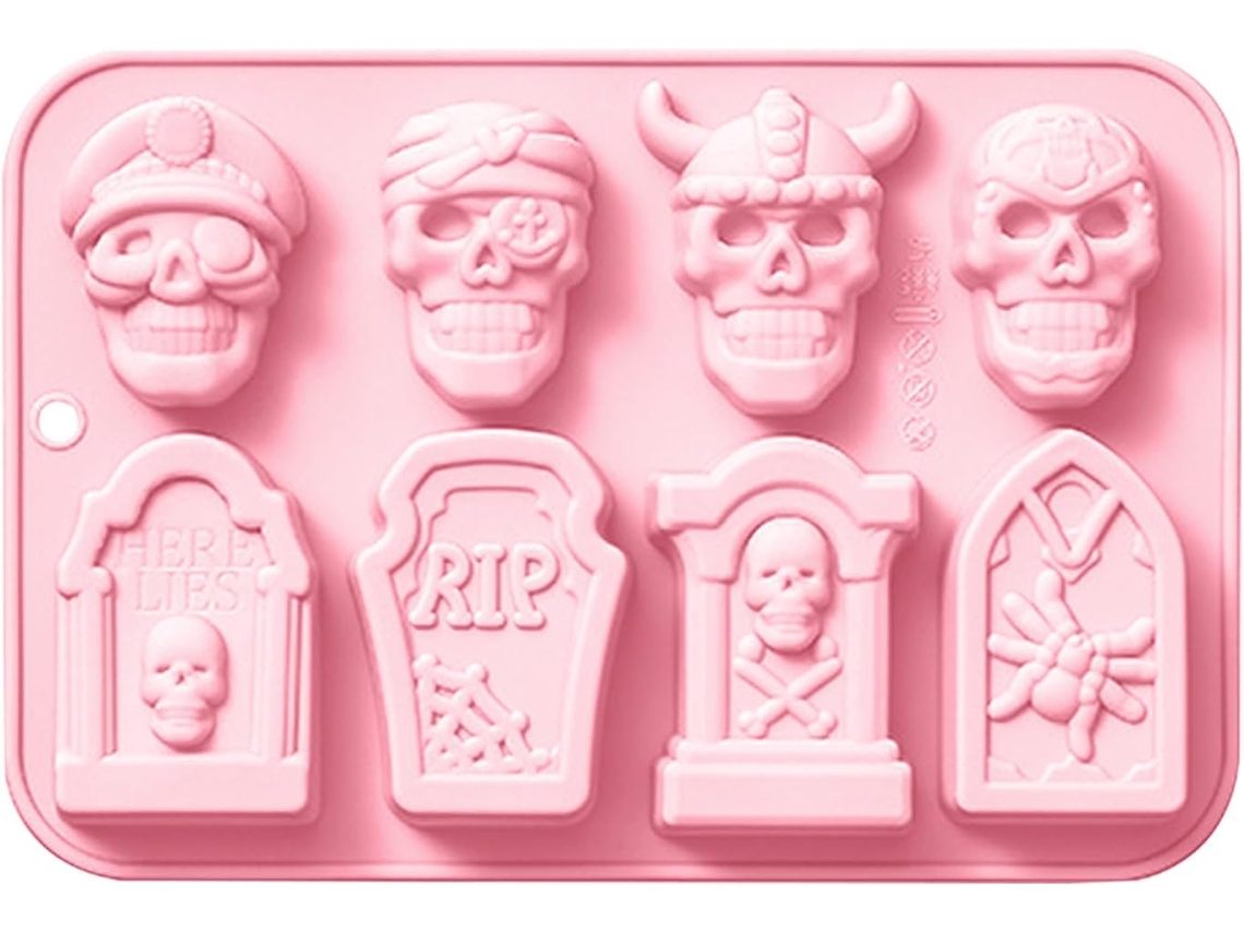 Conjunto Muloween Com 8 Formas De Silicone Em Formato De Caveira