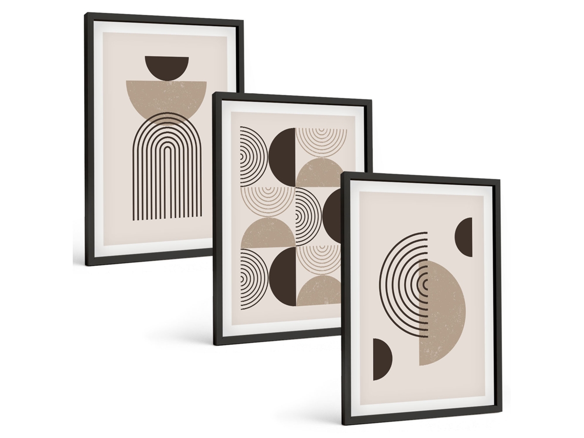 Composição De Quadros Padrões Minimalistas Abstratos Moldura Preta Imagens Para Um Quarto Infantil Espelharte (3 Piezas De 40x60 Cm)