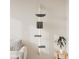 Vidaxl Árvore Parede P/ Gatos C/ Poste Arranhador 187 Cm Cinza-escuro