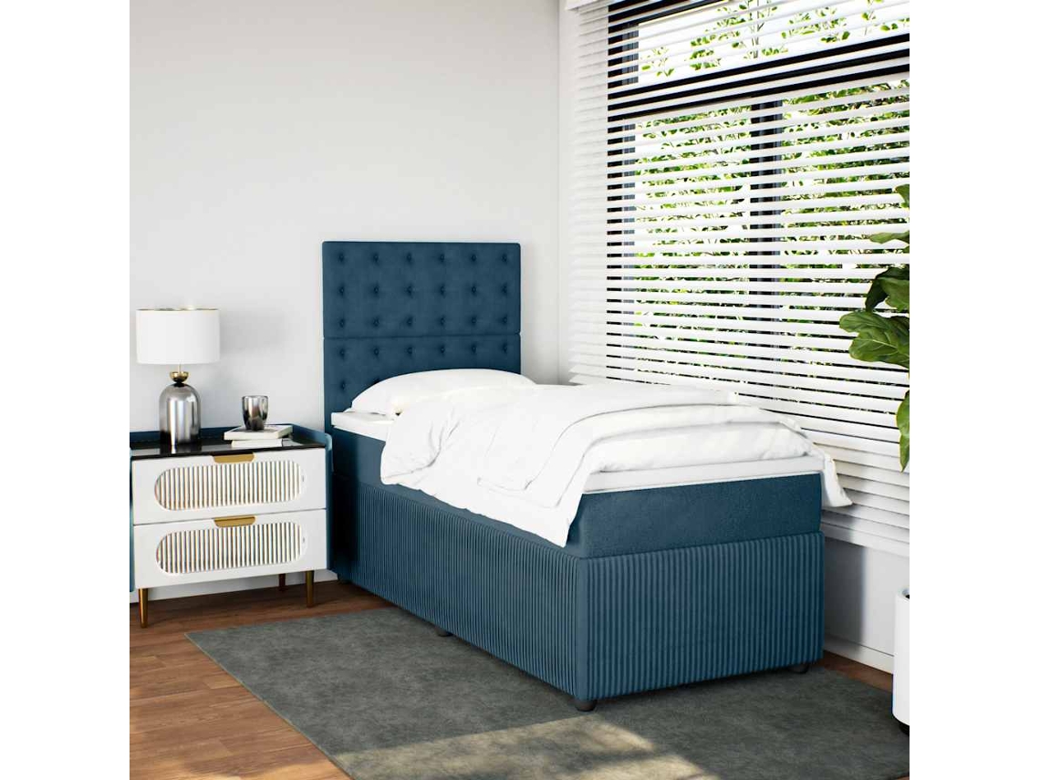 Vidaxl Cama Boxspring Com Colchão 80x200 Cm Veludo Azul