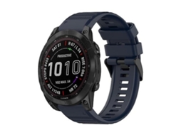 Pulseira De Relógio Lurelia Para Garmin Fenix 7 Solar 22 Mm Silicone Azul Marinho