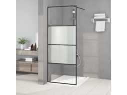 Vidaxl Divisória De Chuveiro 80x195 Cm Vidro Semiopaco Esg Preto