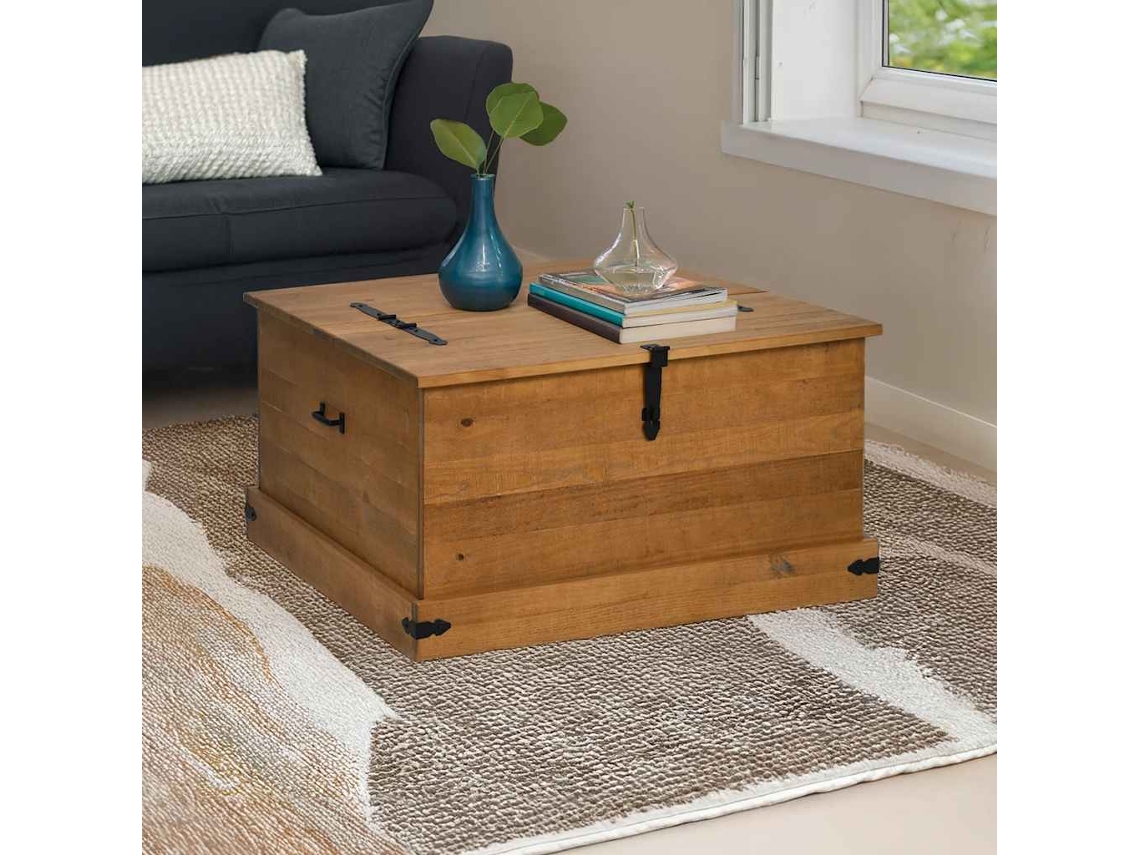 Vidaxl Caixa De Arrumação Halden 91x91x47 Cm Pinho Maciço