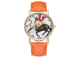 Reloj De Cuarzo Con Correa De Cuero Estilo Simple Universal Centaurus Para Estudiantes Naranja