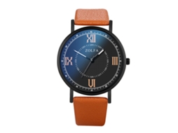 Relógio de Pulso Masculino de Quartzo com Pulseira de Couro Pu Estilo Simples Café