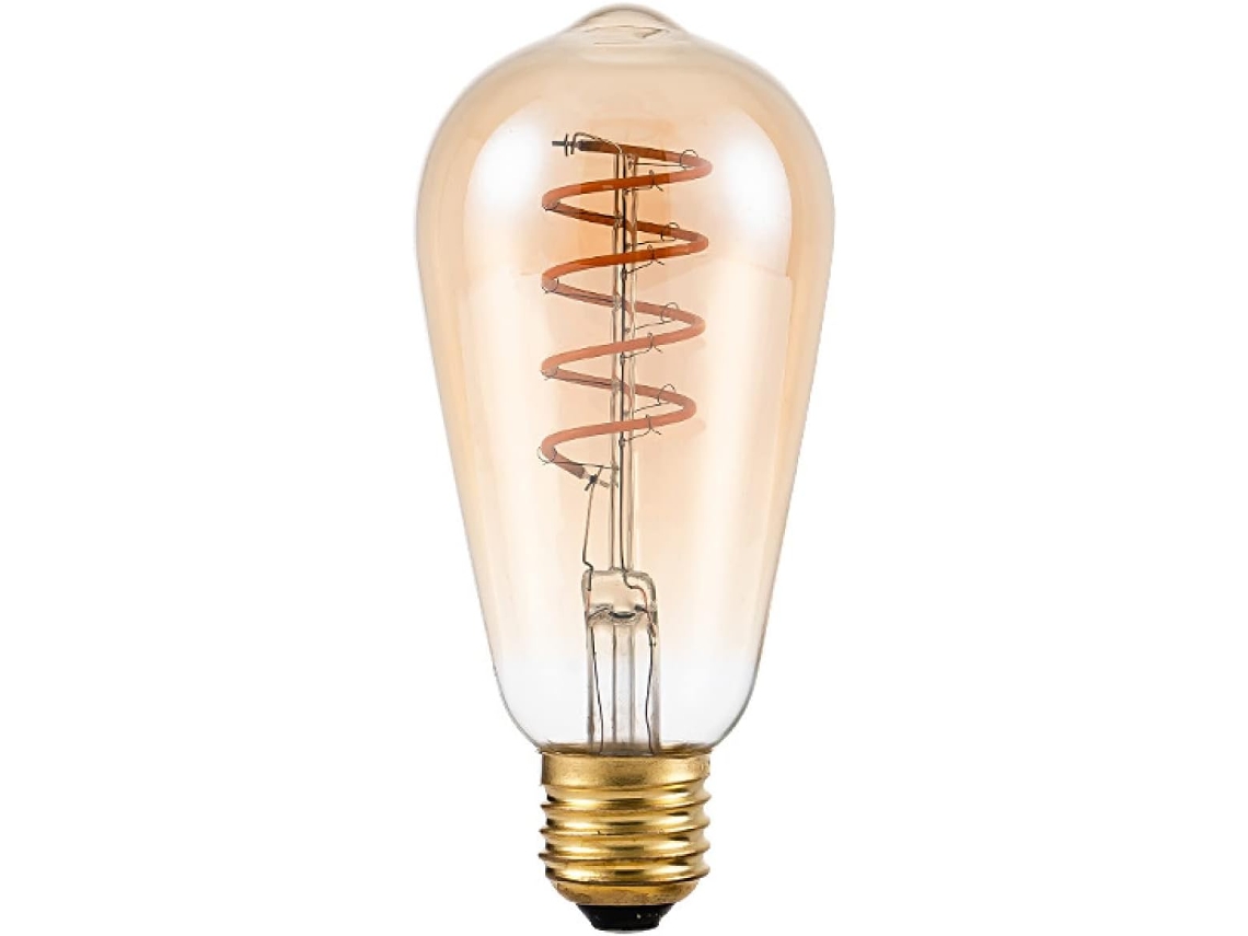Lâmpada Led Edison Filamento Macio St64 Enrolamento Único 220 V Regulável Edison Retro Brown Led Espiral Flexível Lâmpada De Luz Ehstmind