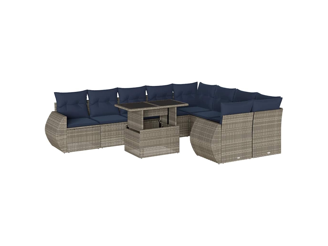 Conjunto de Sofá de Jardim, 10 Peças, Almofadas, Rattan Cinza MAISON EXCLUSIVE