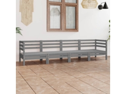 Conjunto 4 Peças Lounge De Jardim Pinho Maciço Cinzento Dkd Home Decor