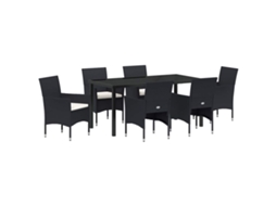 Maison Exclusive - Conjunto De Jantar Para Jardim Com Almofada 7 Pcs Preto Vime Pe