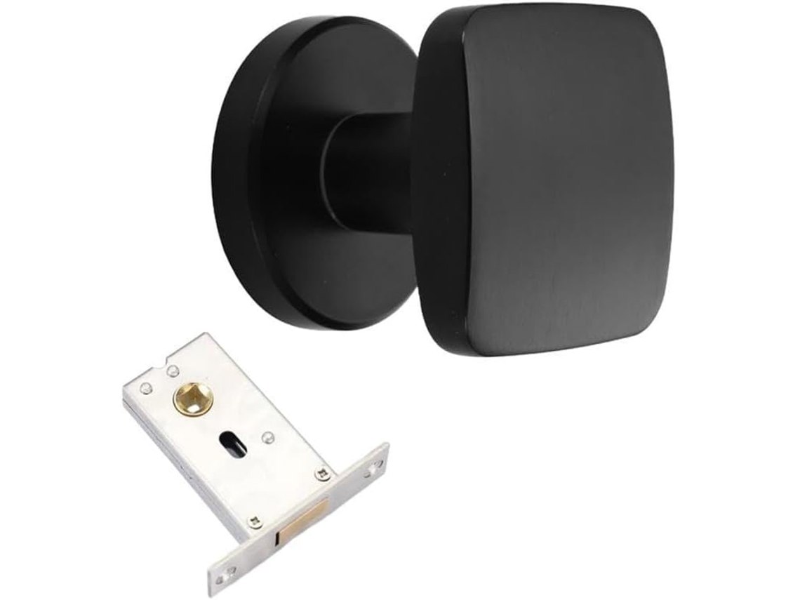 Conjunto De Fechadura Quadrada Genérica E Elegante Para Portas Instalação Fácil, Preta