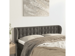 Cabeceira De Cama C/ Abas Veludo 147x23x78/88cm Cinzento-escuro