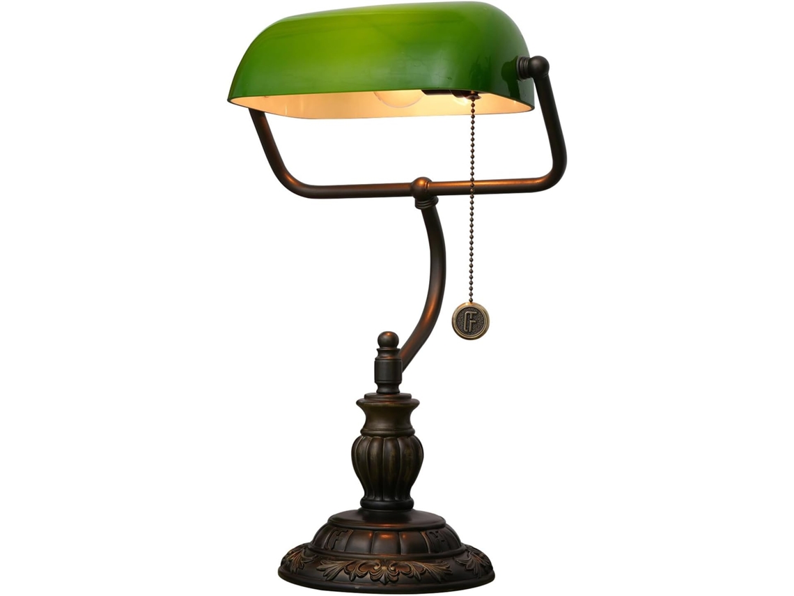 Luminária De Mesa Tradicional Verde Estilo Banqueiro, Com Vitrais Vintage, Ideal Para Leitura E Estudo, Em Quartos
