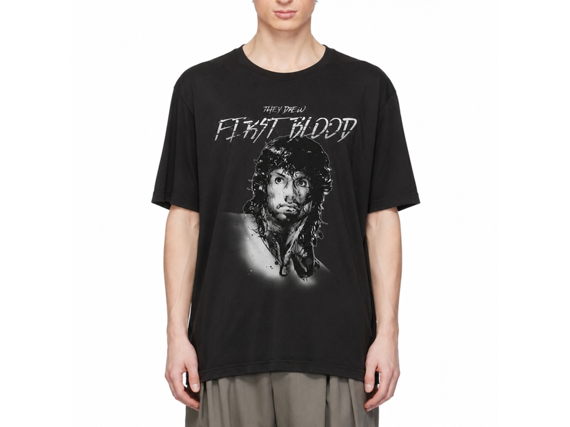 Rockinstone Rambo Movie Feels Like The First Time Black Adult T-shirt Size:xl