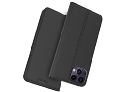 Capa Para Iphone 13 Pro Max Pele Sintética Magnética Com Porta-cartões Preto