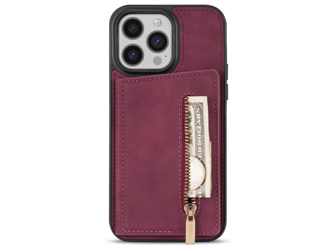 Capa Para Iphone 15 Pro Pele Sintética Vermelho