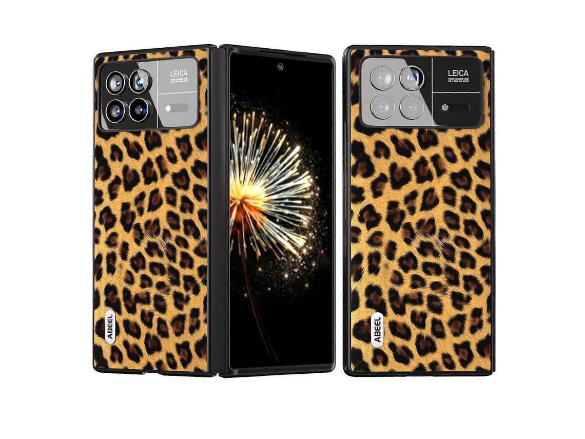 Capa De Celular Abeel Com Borda Preta E Estampa De Leopardo Para Xiaomi Mix Fold 3