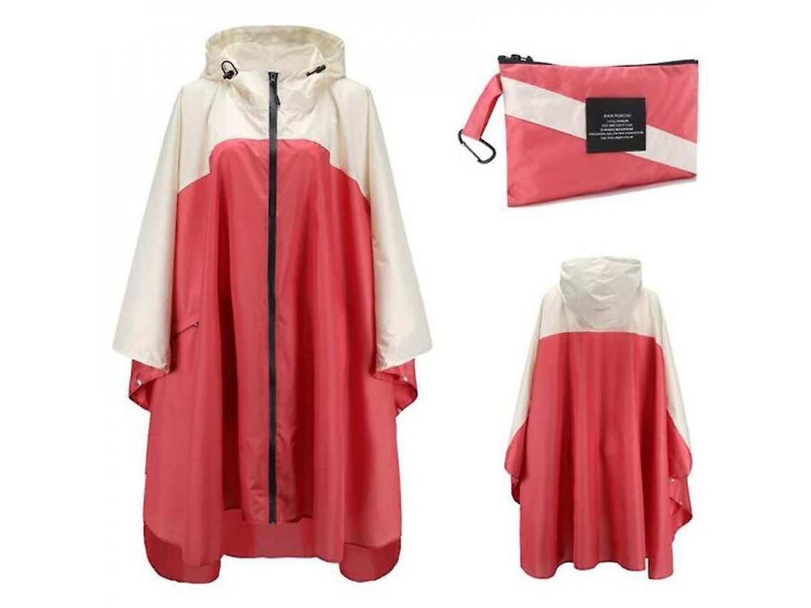 2026 impermeável Portátil para Adultos, Poncho Reutilizável com Capuz e Mangas Leve Xyc Rojo Beige