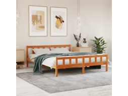 Vidaxl Cama Sem Colchão 160x200 Cm Madeira Pinho Maciço Castanho-mel