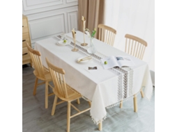 Toalha De Mesa Retangular De Algodão E Linho 110x160 Cm, À Prova Dágua E Lavável Com Bolso