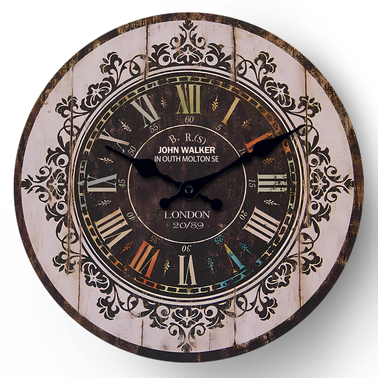 Relógio De Parede Vintage De Madeira (14 Polegadas) Com Padrão De Numerais Romanos, Relógio De Quartzo Silencioso.