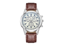 Relógio De Quartzo Masculino Modiya Com Pulseira De Couro E Vidro Azul