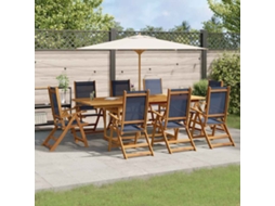 Vidaxl 9 Pcs Conjunto De Jantar Para Jardim Acácia Maciça E Textilene