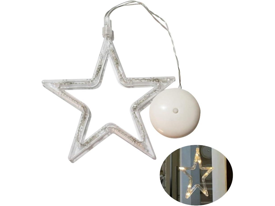 Acessório De Fixação Decorativa, Formato De Estrela, 10 Leds, Cor Branca Quente, Tema De Natal, Funcionamento A Bateria