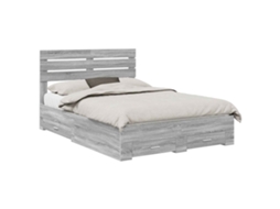 Estrutura da Cama Cinza Sonoma 160 X 200 Cm Madeira Processada MAISON EXCLUSIVE