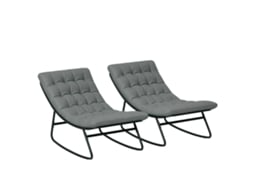 Conjunto 2 Cadeiras de Balanço Exterior Textilene e Aço Cinza ZACHARY