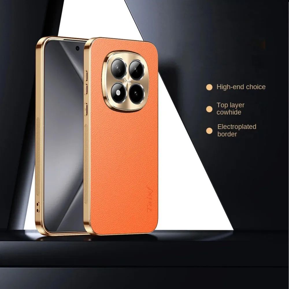 (orange, Redmi Note 13 Pro 5g) Capa Para Celular Em Couro Vegano Com Moldura Eletroplaqueada, Capa Protetora De Alta Qualidade À Prova De Choque.