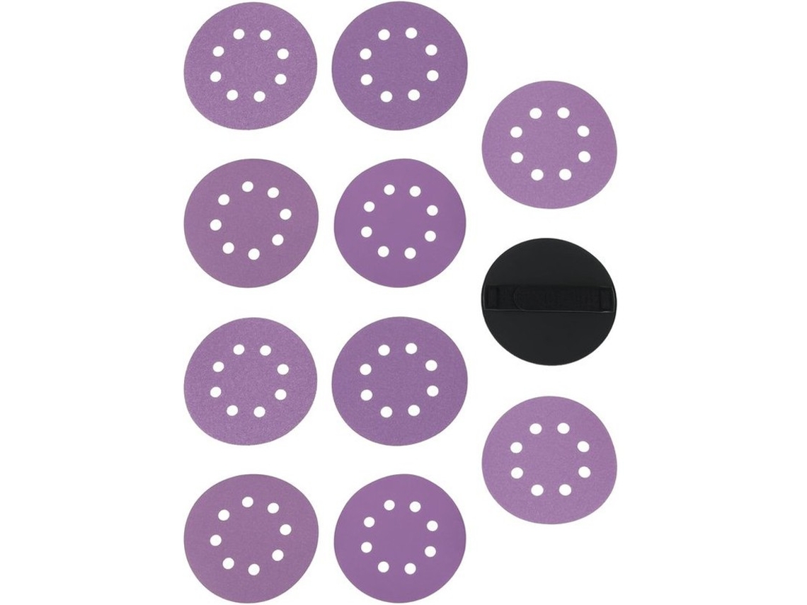 Escolha Sólida - Discos De Afiador 125 Mm - 10 Unidades - 8 Furos - Almofada De Espuma Portátil - Granulometria 60/80/120/240/320 - Projeto Flexível -
