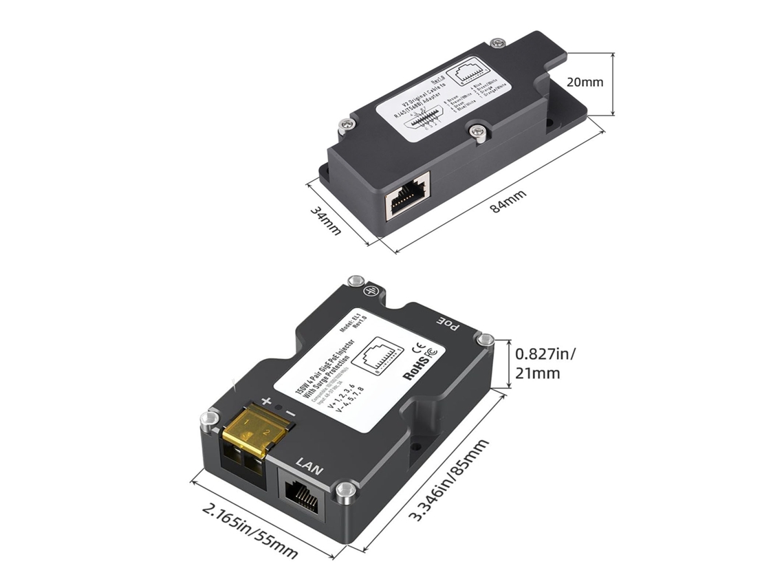 Laxiscreed Poe Injector 150w Compatível Com Dishy V2 E Adaptador Rj45 Para Redes Profissionais