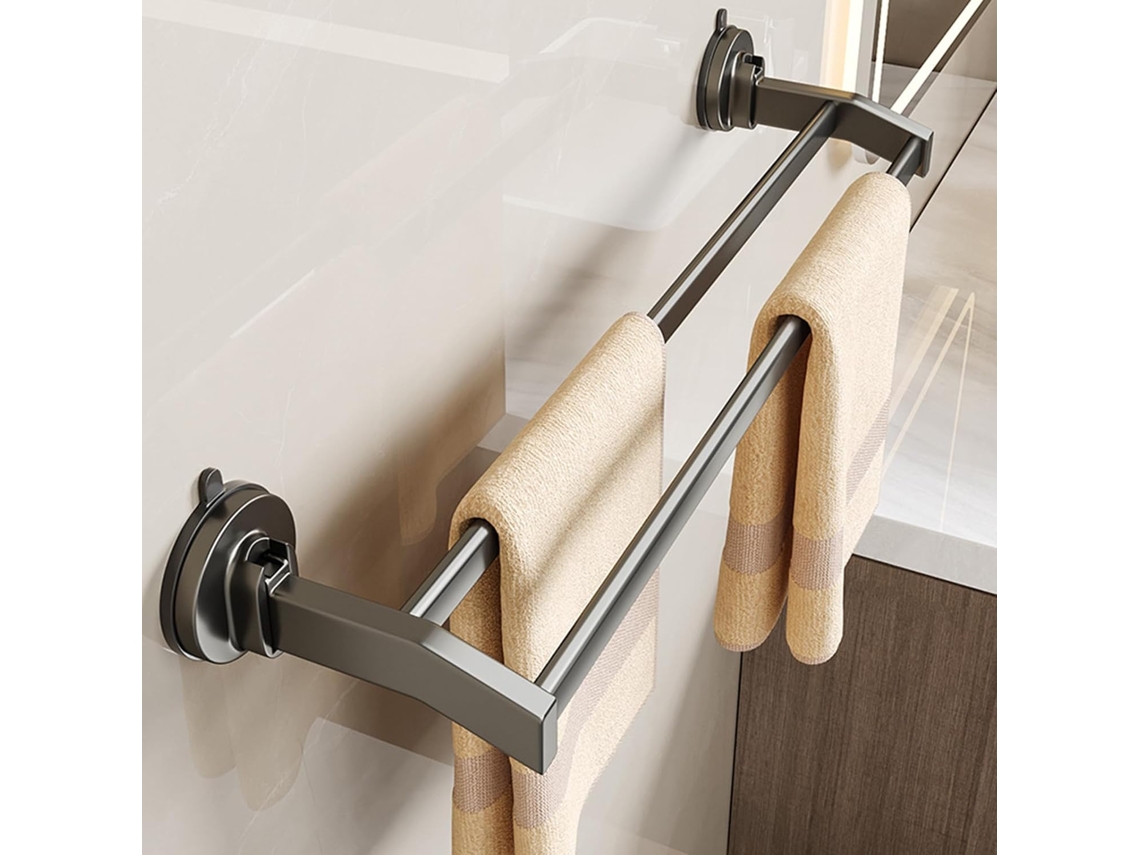 Suporte De Toalha Com Ventosa Para Parede, Em Alumínio, Removível, Para Banheiro, Suíte, Lavabo Ou Cozinha 50x12x6cm