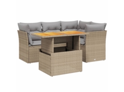 Conjunto de 5 sofás para jardim com almofadões Vime Pe Bege MAISON EXCLUSIVE (5 peças)