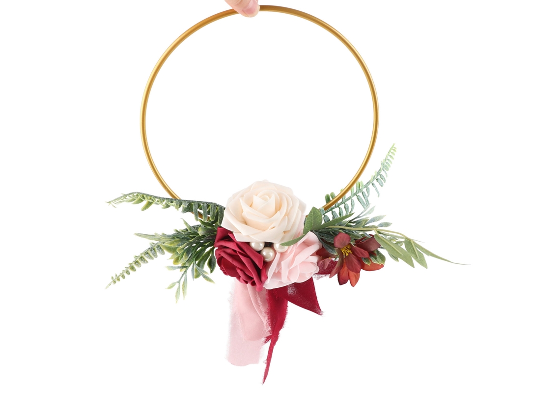Aro de Flores de Seda para Madrinhas com Metal para Decoração de Casa e Casamento