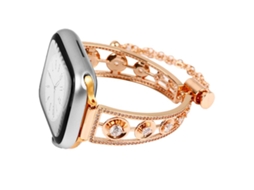 Bracelete para Apple Watch 46/49/45/44mm Metal com Zircônio e Platina Ouro Rosa XIAOMOYU