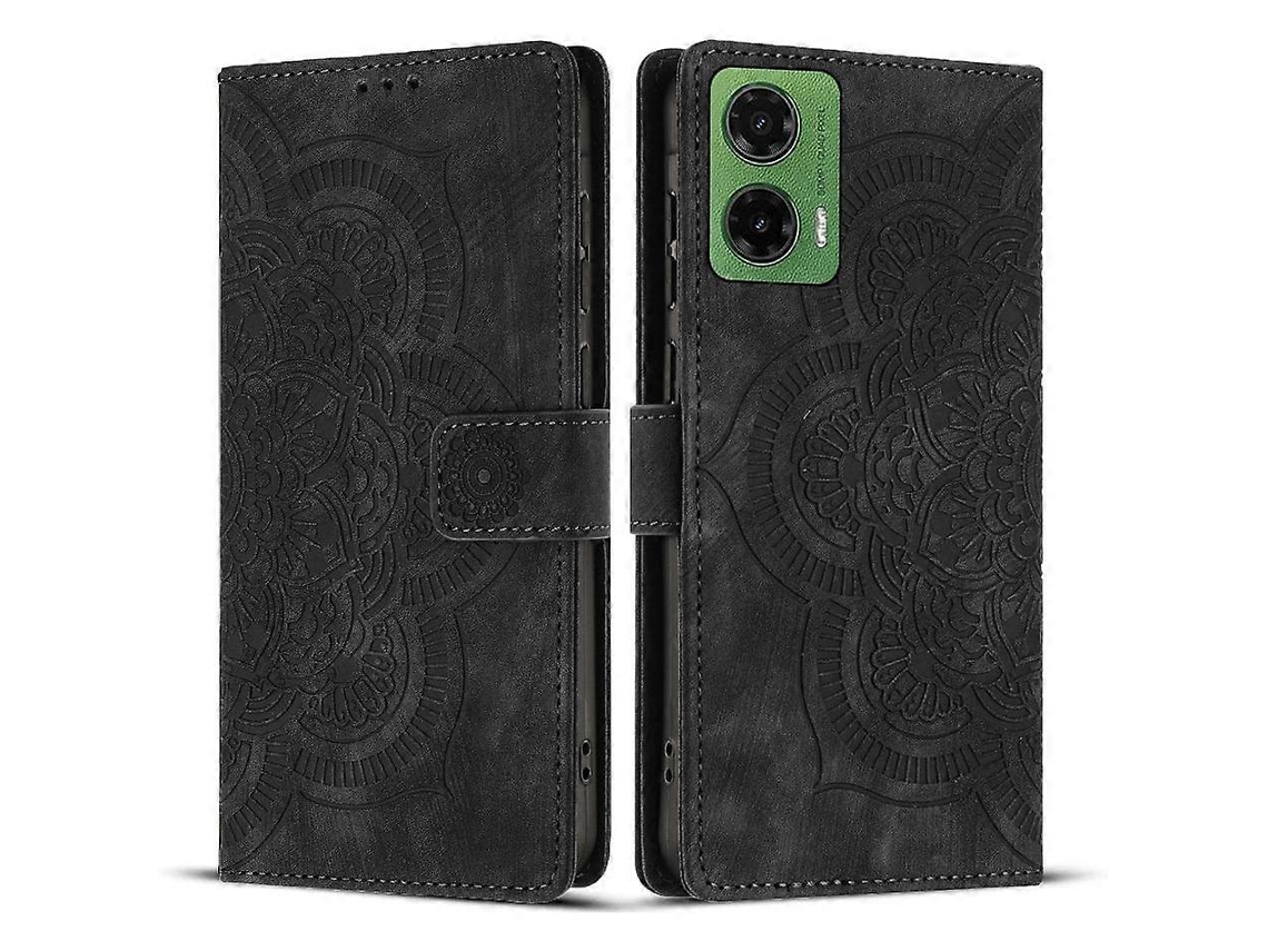 Capa De Celular De Couro Fosco Retrô Com Estampa De Mandala