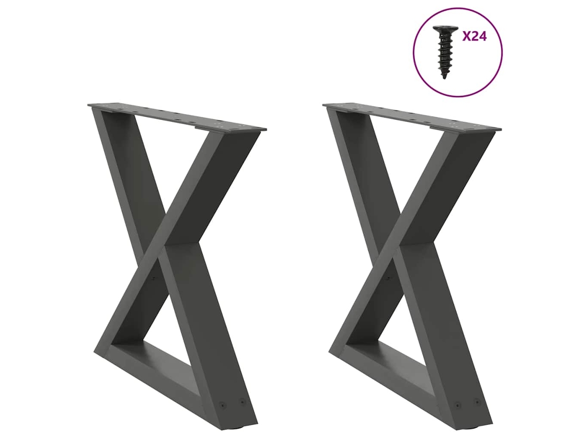 Vidaxl Pés Para Mesa De Centro 2 Peças Antracite 60x(42-43,3) Cm Aço