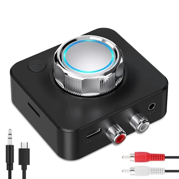 Receptor Bluetooth 5.0 Sem Fio, Adaptador De Áudio Estéreo 3d Auxiliar De 3,5 Mm Para 2 Rca, Gravação, Preto.