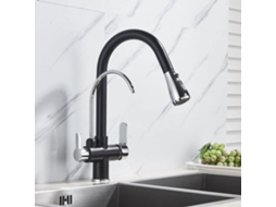 Misturador De Água Purificada Com Filtro Extraível Para Torneira De Cozinha 2/3, Nas Cores Dourado/preto/cromado.
