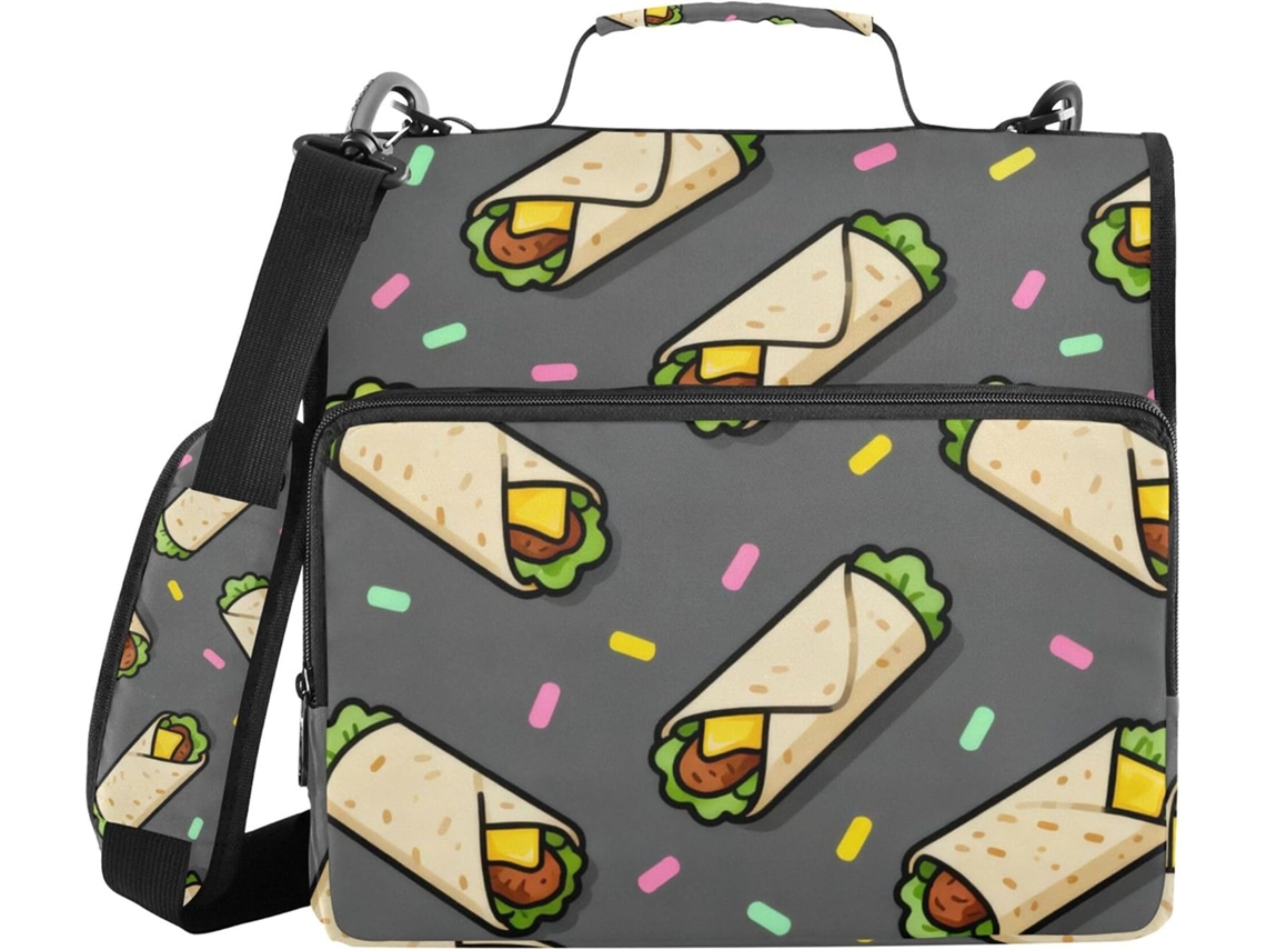Pasta Com Alça, Vários Bolsos, 3, 8cm 1, 5 Polegadas, 3 Argolas, Fichário Guardar Documentos, Recheio De Carne E