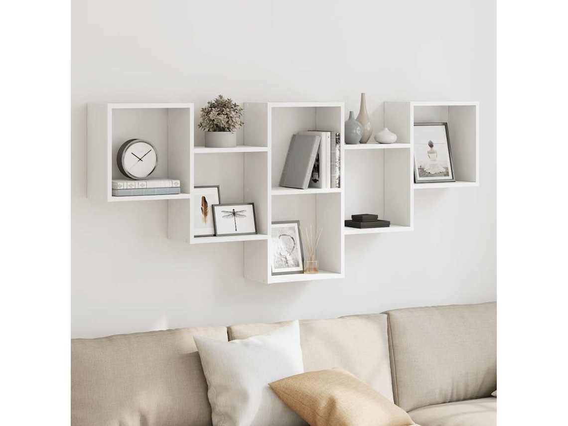Vidaxl Prateleira De Parede 159x18x66 Cm Derivados De Madeira Branco