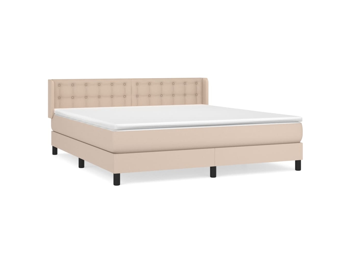 Cama com Molas Couro Artificial Cappuccino MAISON EXCLUSIVE 160x200 cm