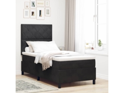 Vidaxl Cama Box Com Cabeceira Preto 100 X 200 Cm Veludo