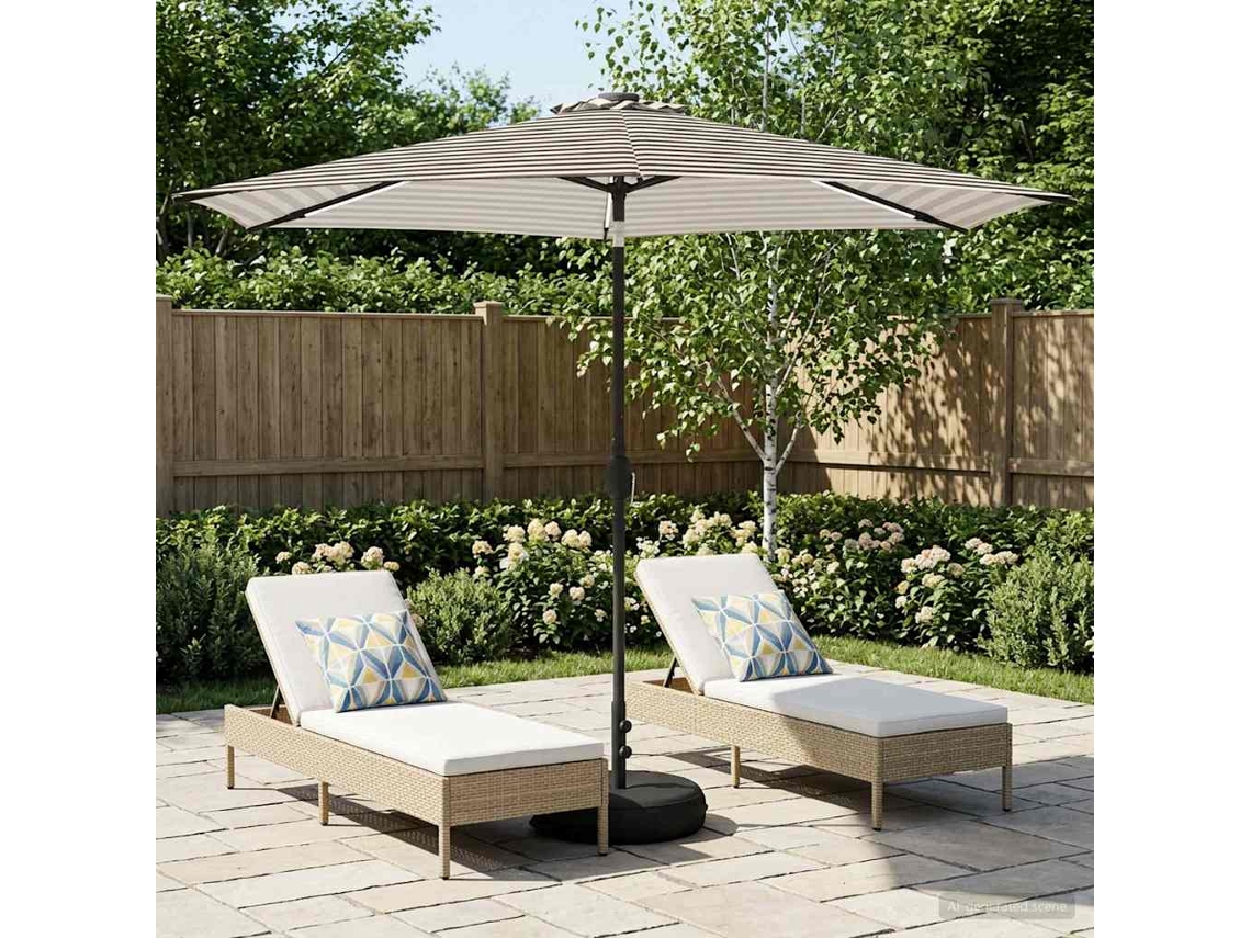 Vidaxl Parasol De Jardim Com Luzes Led E Base 300 X 300 Cm Poliéster