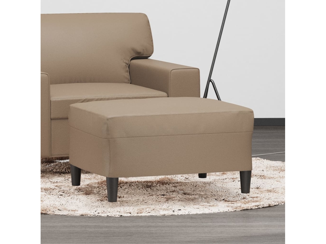 Vidaxl Apoio De Pés 70x55x41 Cm Couro Artificial Cappuccino