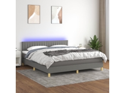 Vidaxl Cama Box Spring C/ Colchão E Led 180x200 Cm Tecido Cinza-escuro