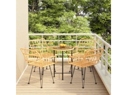 Vidaxl 5 Pcs Conjunto De Jantar P/ Jardim Vime Pe