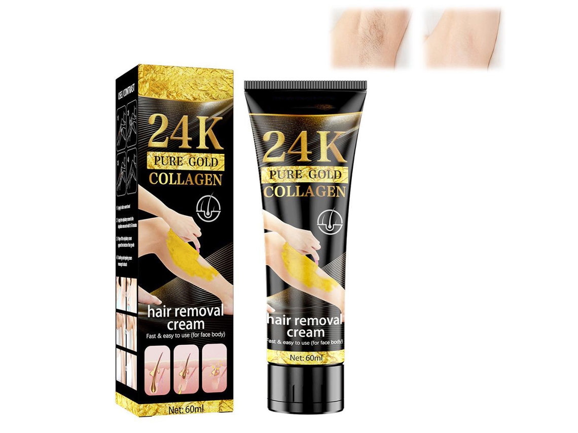 Creme Depilatório Corporal 24k 60ml Para Remoção De Cabelo Suave E Eficaz Para Todo O Corpo